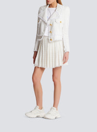 Short tweed skater skirt - White