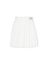 Jupe patineuse en tweed frangé - Blanc