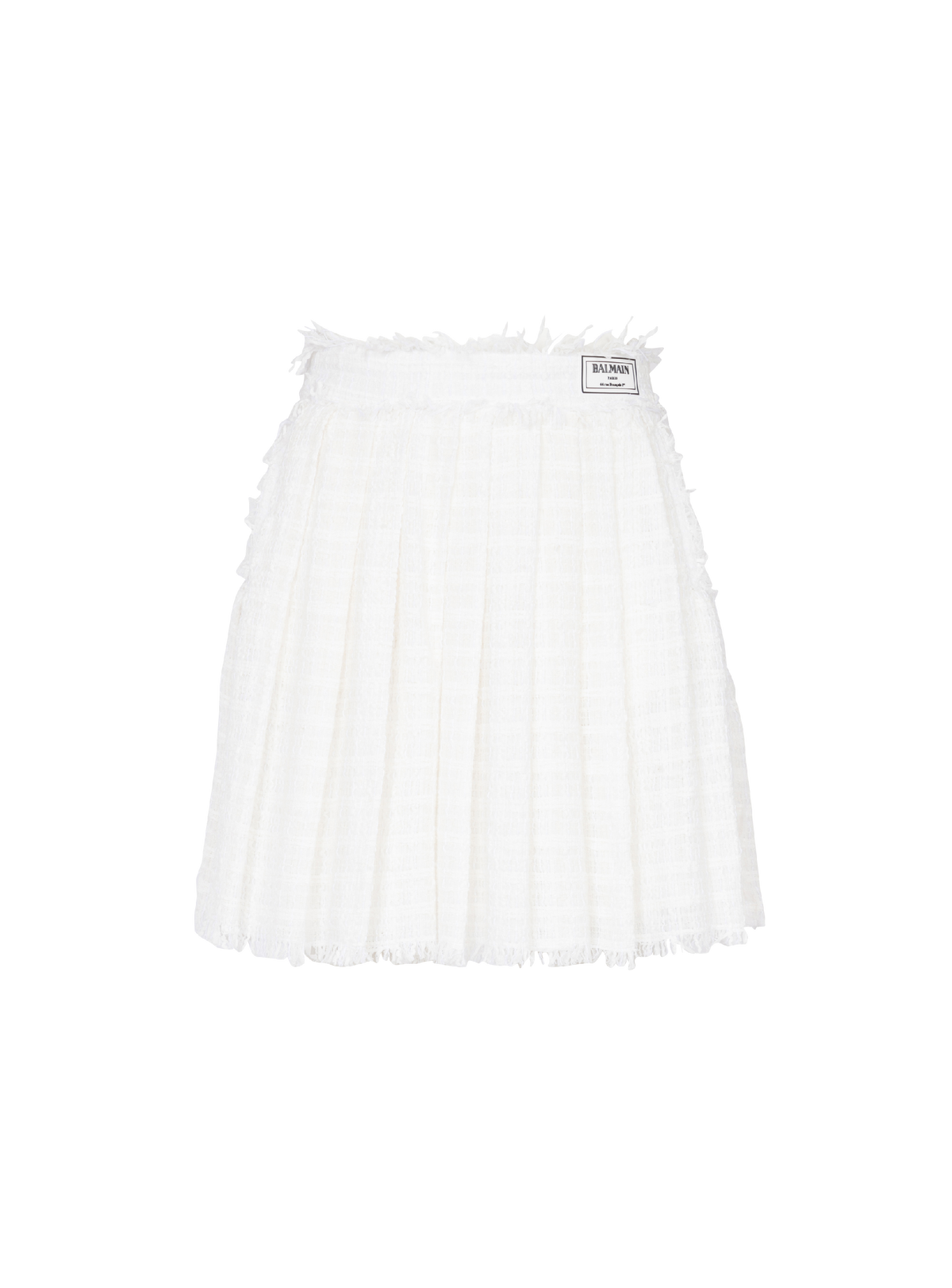 Jupe patineuse en tweed frangé - Blanc