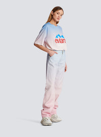 Jean large Balmain x Evian - Bleu, Rose pâle & Rose