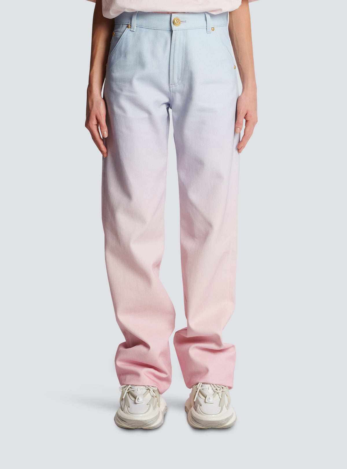 Jean large Balmain x Evian - Bleu, Rose pâle & Rose