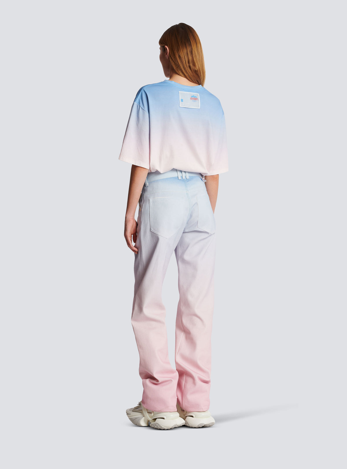 Jean large Balmain x Evian - Bleu, Rose pâle & Rose