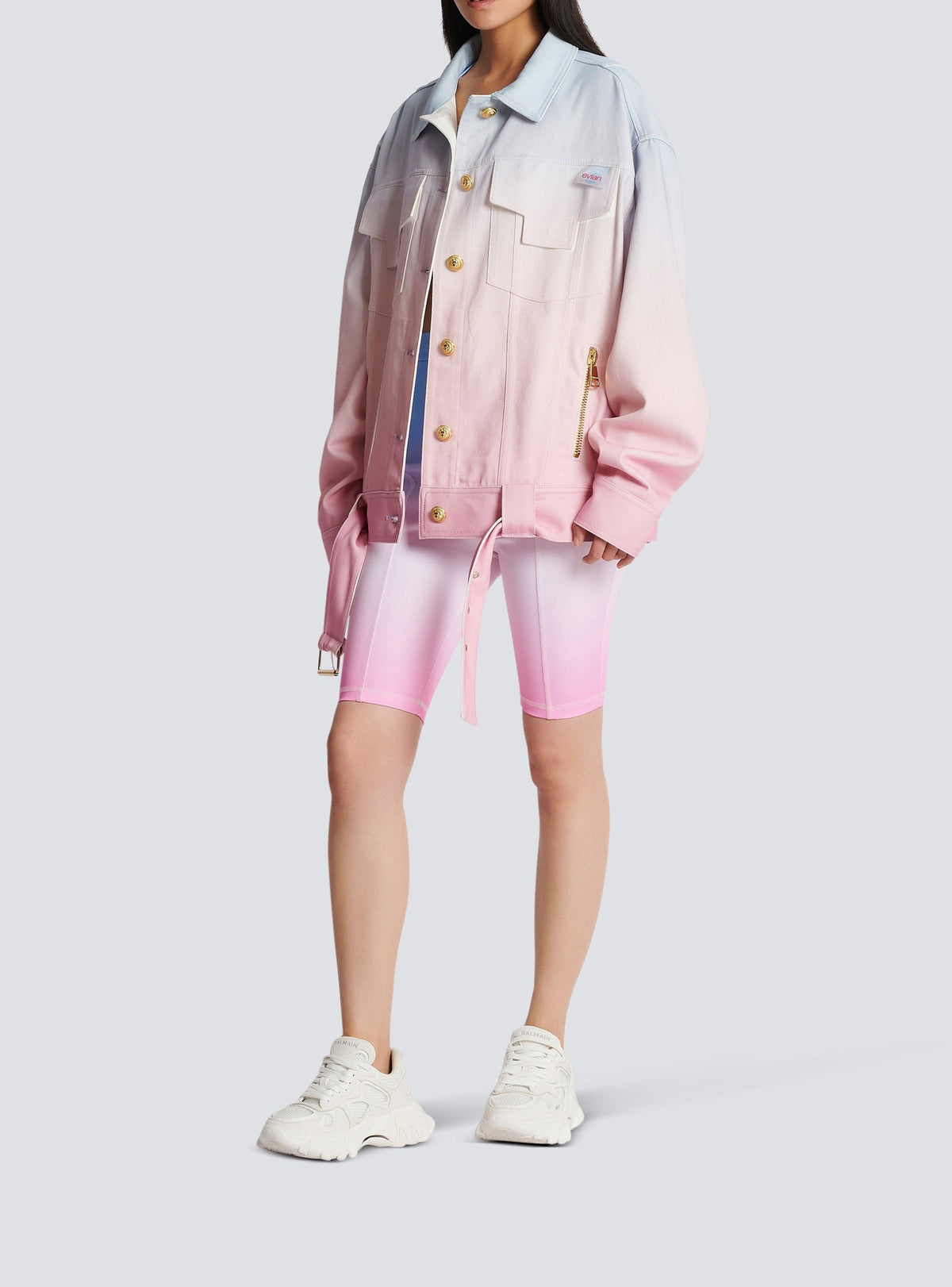 Veste oversize Balmain x Evian - Bleu & Rose Pâle & Rose