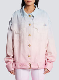 Balmain x evian - veste oversize - Bleu & Rose Pâle & Rose