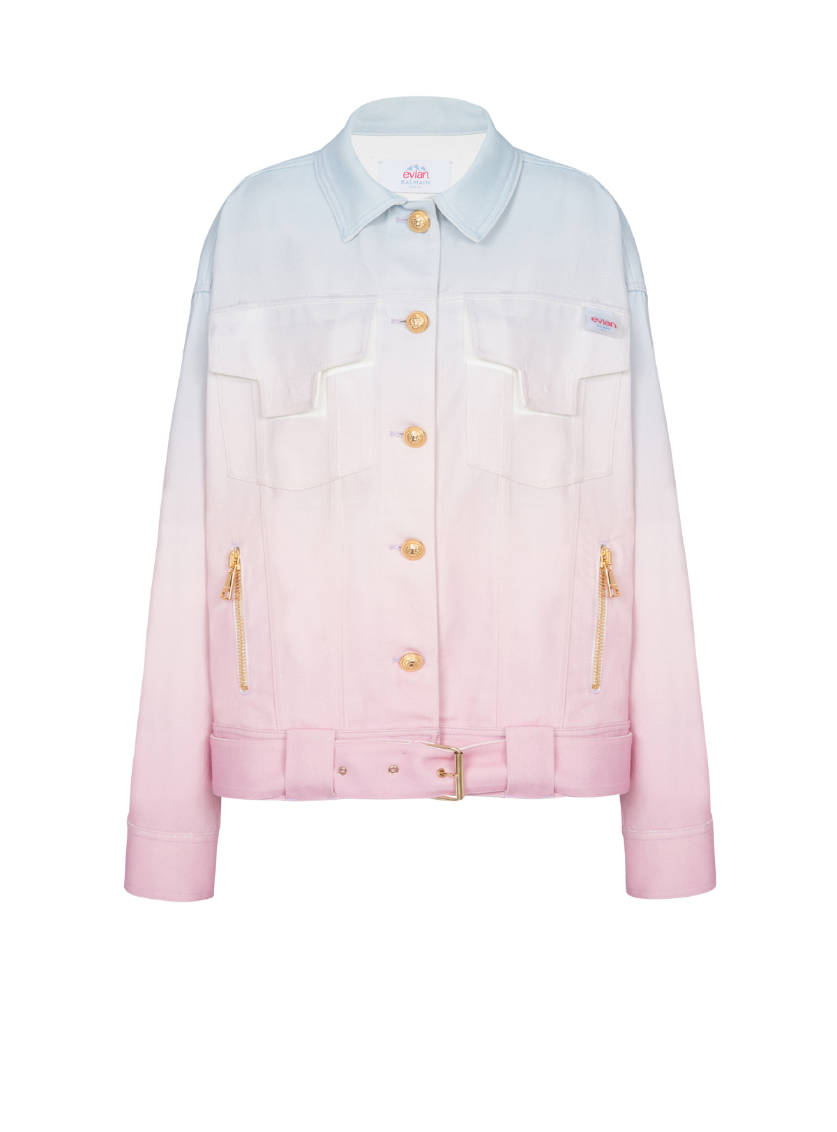 Balmain x evian - veste oversize - Bleu & Rose Pâle & Rose