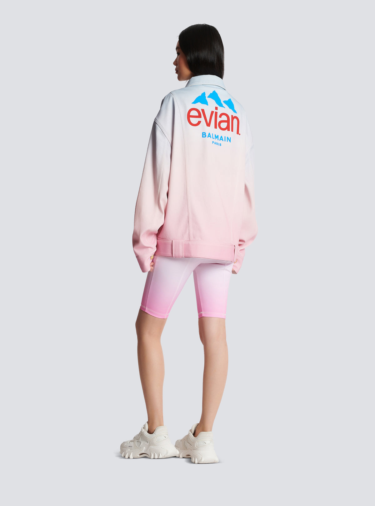 Balmain x evian - veste oversize - Bleu & Rose Pâle & Rose