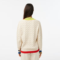 Pull torsadé à col V en maille - Laponie & Multicolor