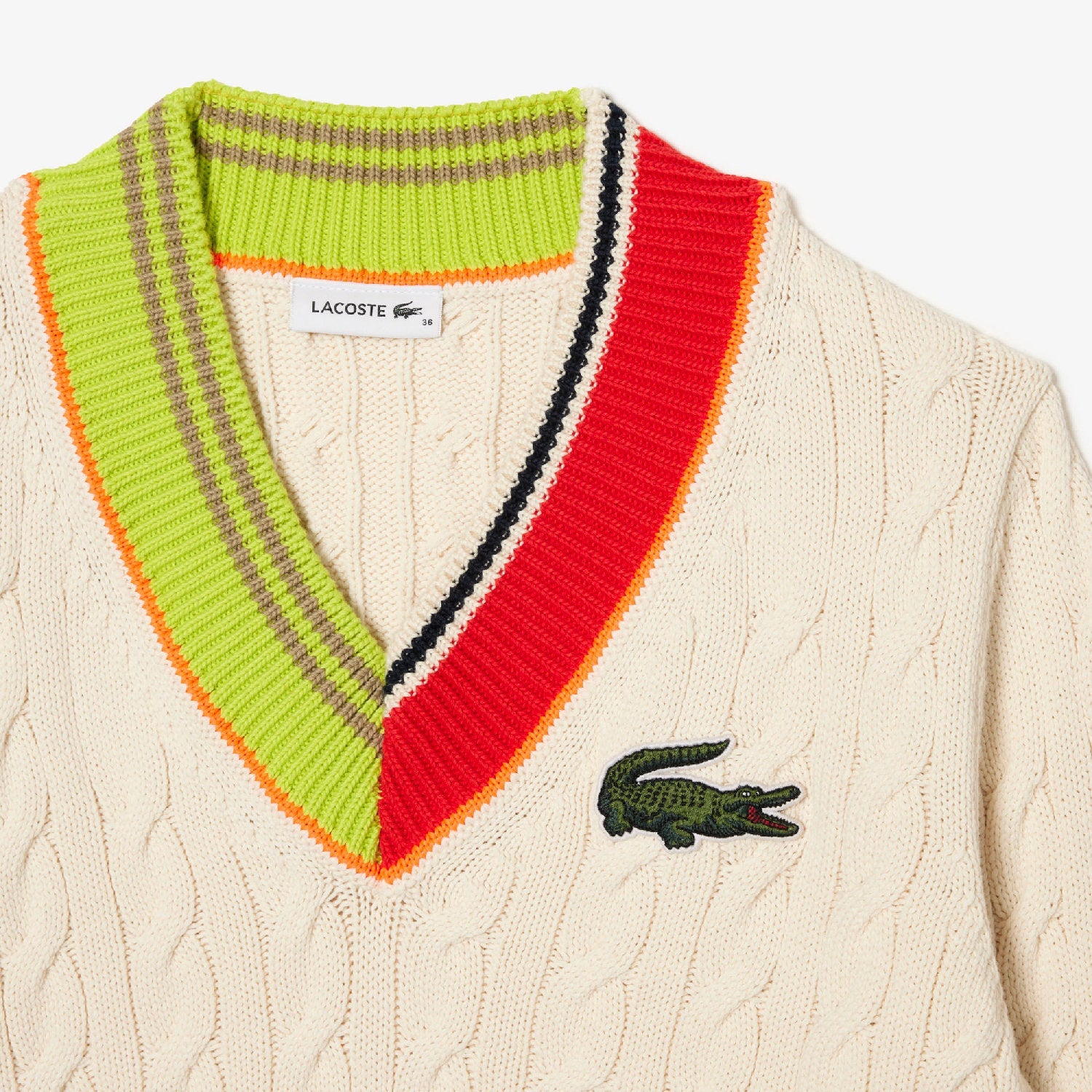Pull torsadé à col V en maille - Laponie & Multicolor