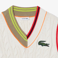 Sleeveless knitted cable jumper - Laponie & Multicolor