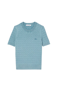 Pull torsadée et délavé en maille - Calcaire