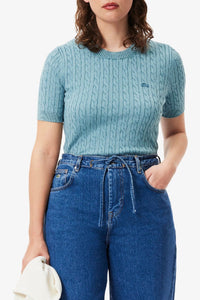 Pull torsadée et délavé en maille - Calcaire