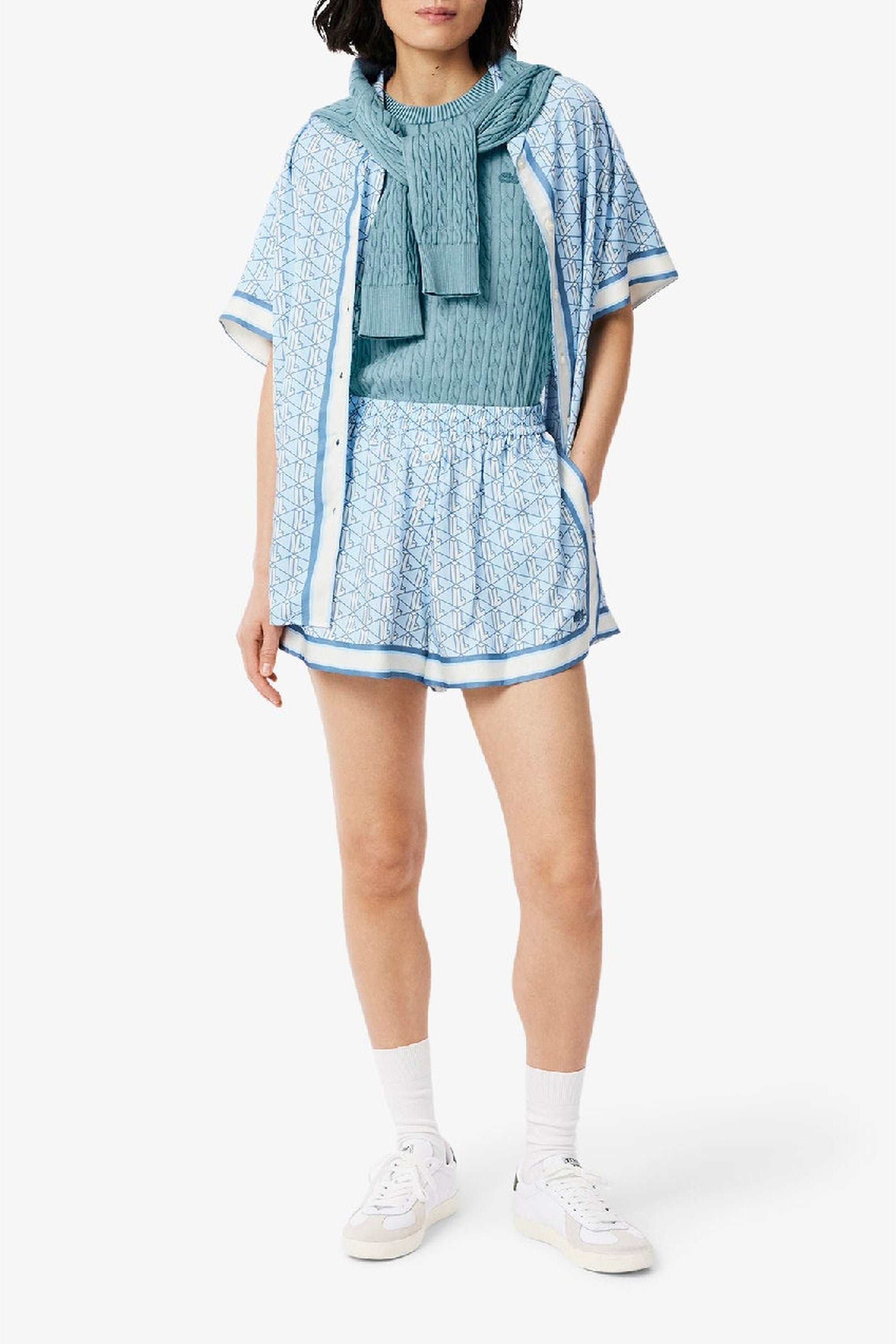 Pull torsadée et délavé en maille - Calcaire