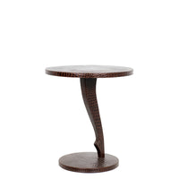 Table d'appoint en cuir effet alligator - Marron