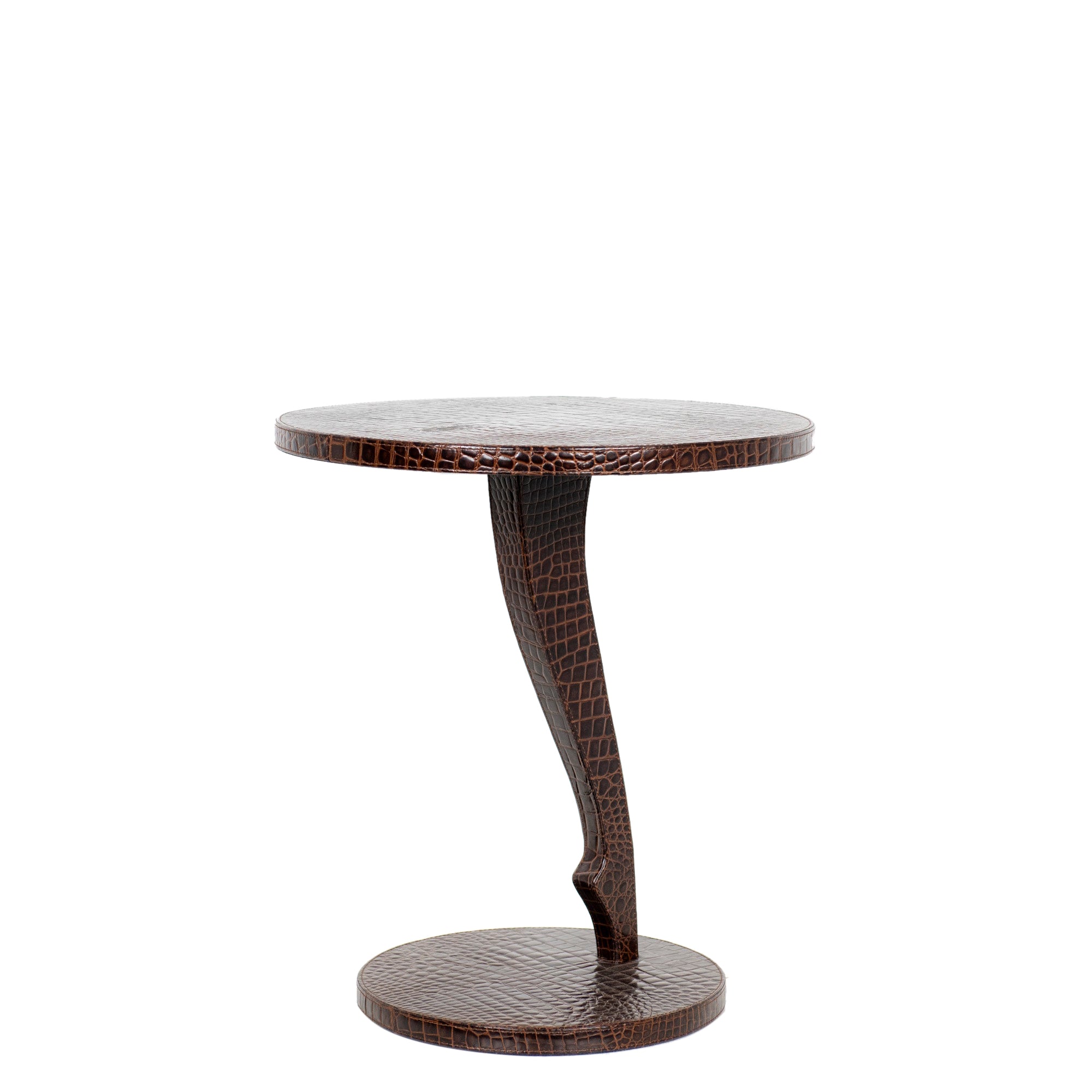 Table d'appoint en cuir effet alligator - Marron