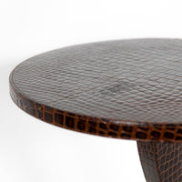 Table d'appoint en cuir effet alligator - Marron