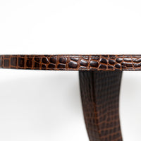 Table d'appoint en cuir effet alligator - Marron