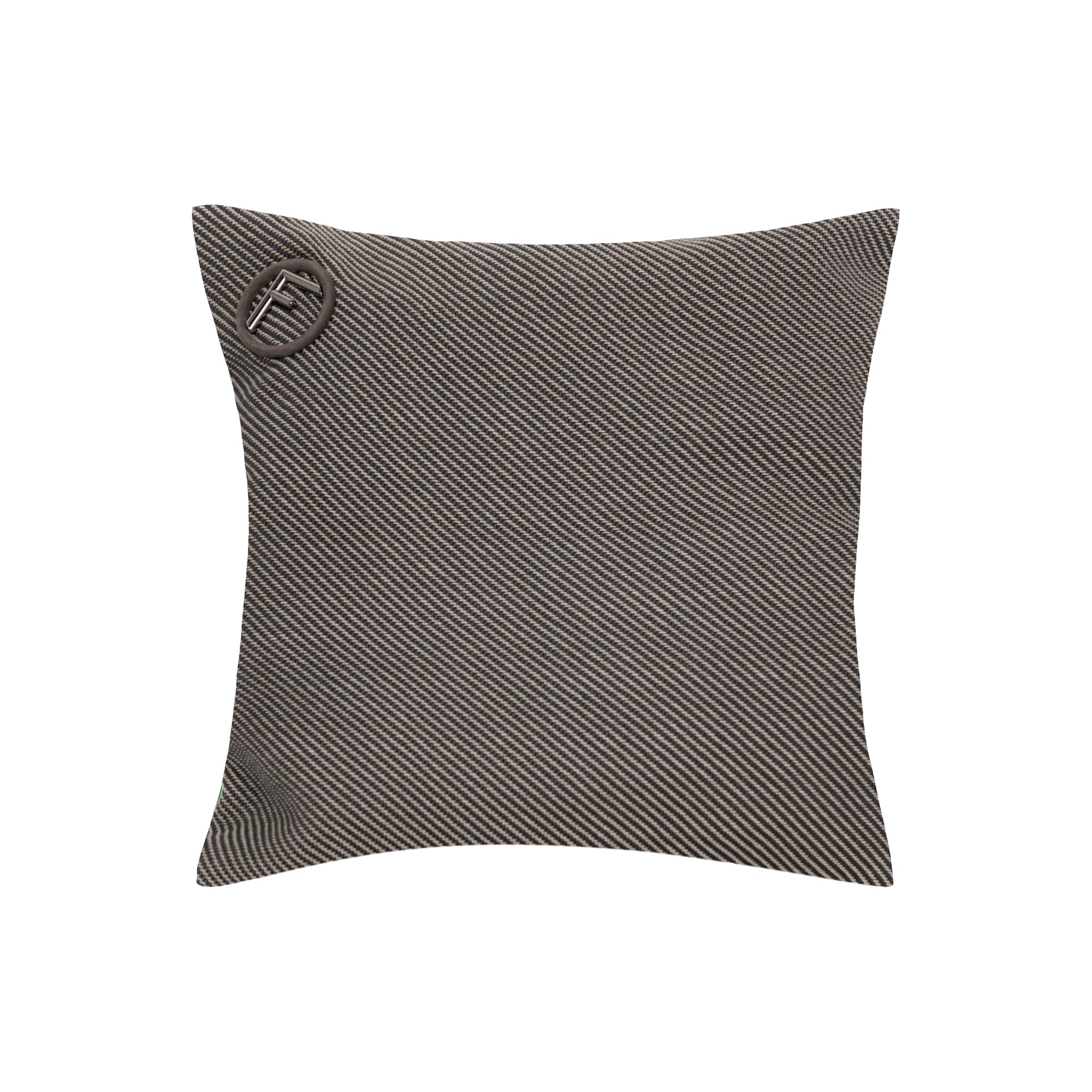 Coussin rayé à rayures inclinées - Noir & Beige