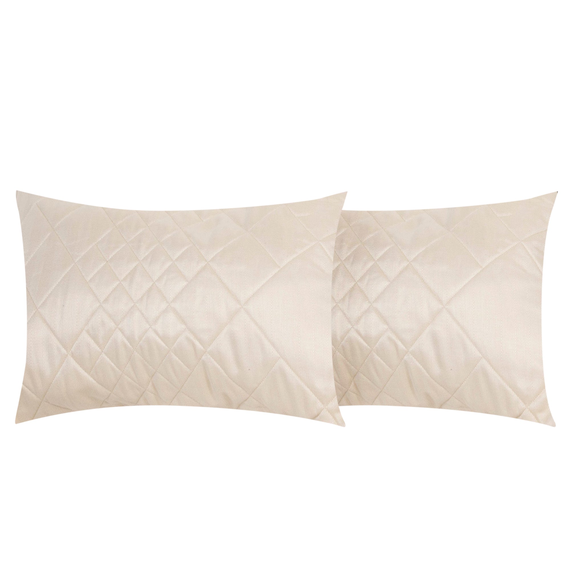 Set de deux housses d'oreillers à motif losange - Crème