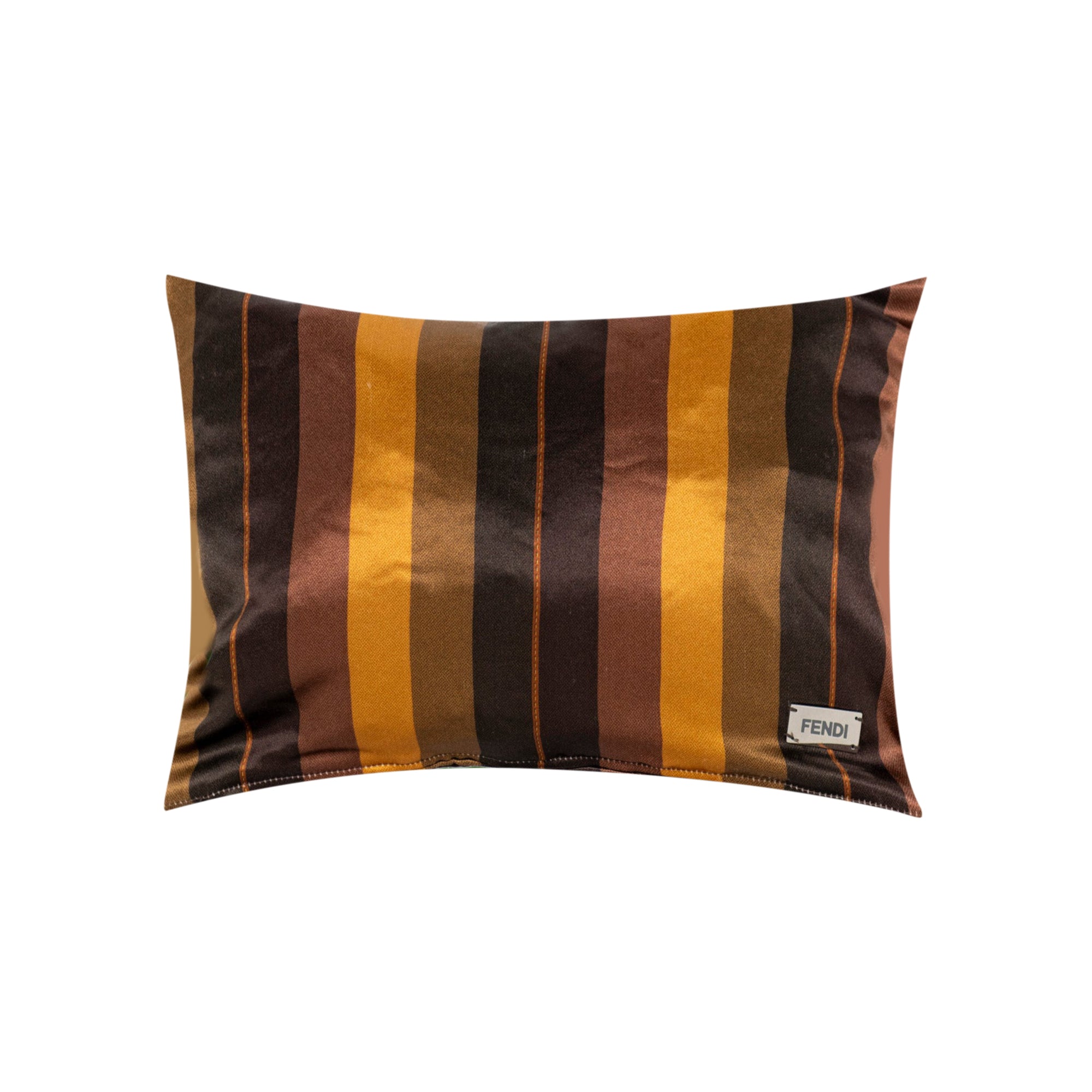 Coussin en soie à rayures - Marron