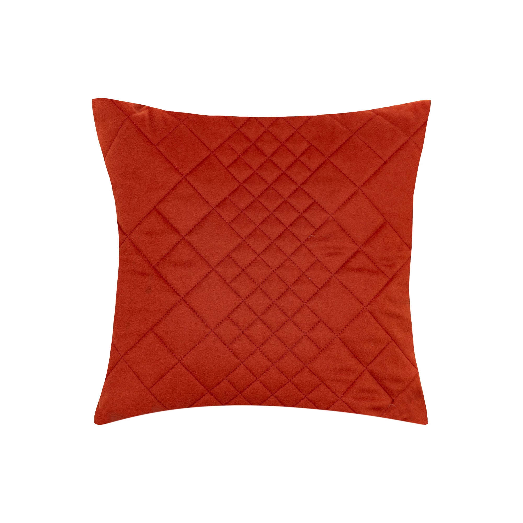 Coussin carré en laine au motif matelassé - Rouille