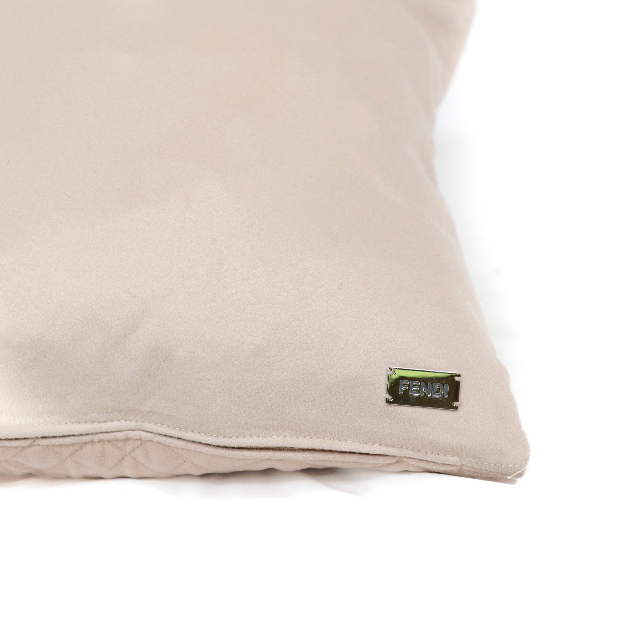 Coussin en velours à motif losanges - Beige Clair