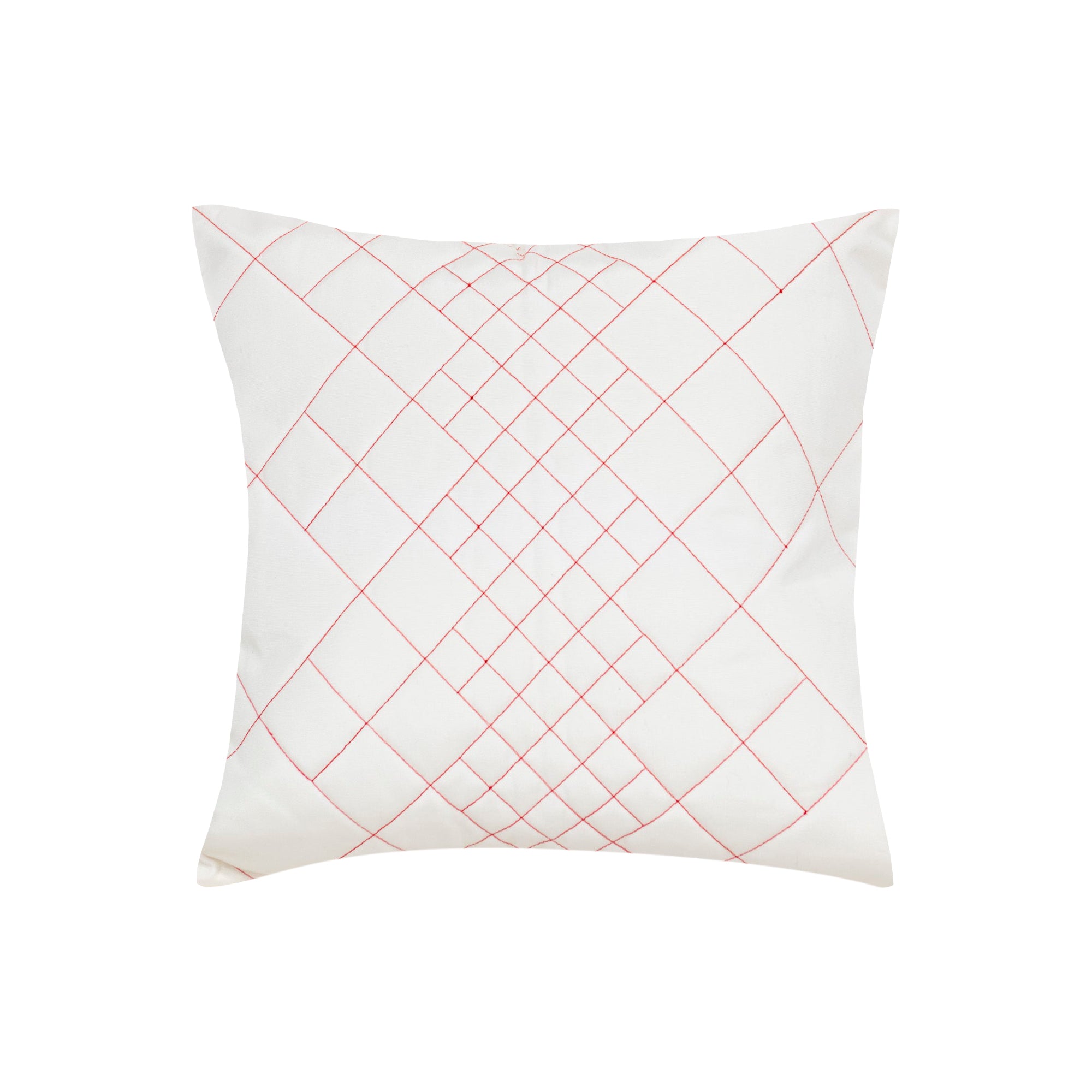 Coussin décoratif à motif losange - Blanc & Rouge