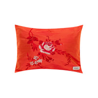 Coussin rectangulaire en soie brodé - Orange Vif