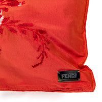 Coussin rectangulaire en soie brodé - Orange Vif
