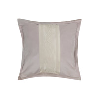Coussin carré en laine avec bande tressée - Gris Clair