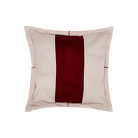 Coussin décoratif en laine avec bande - Beige & Rouge
