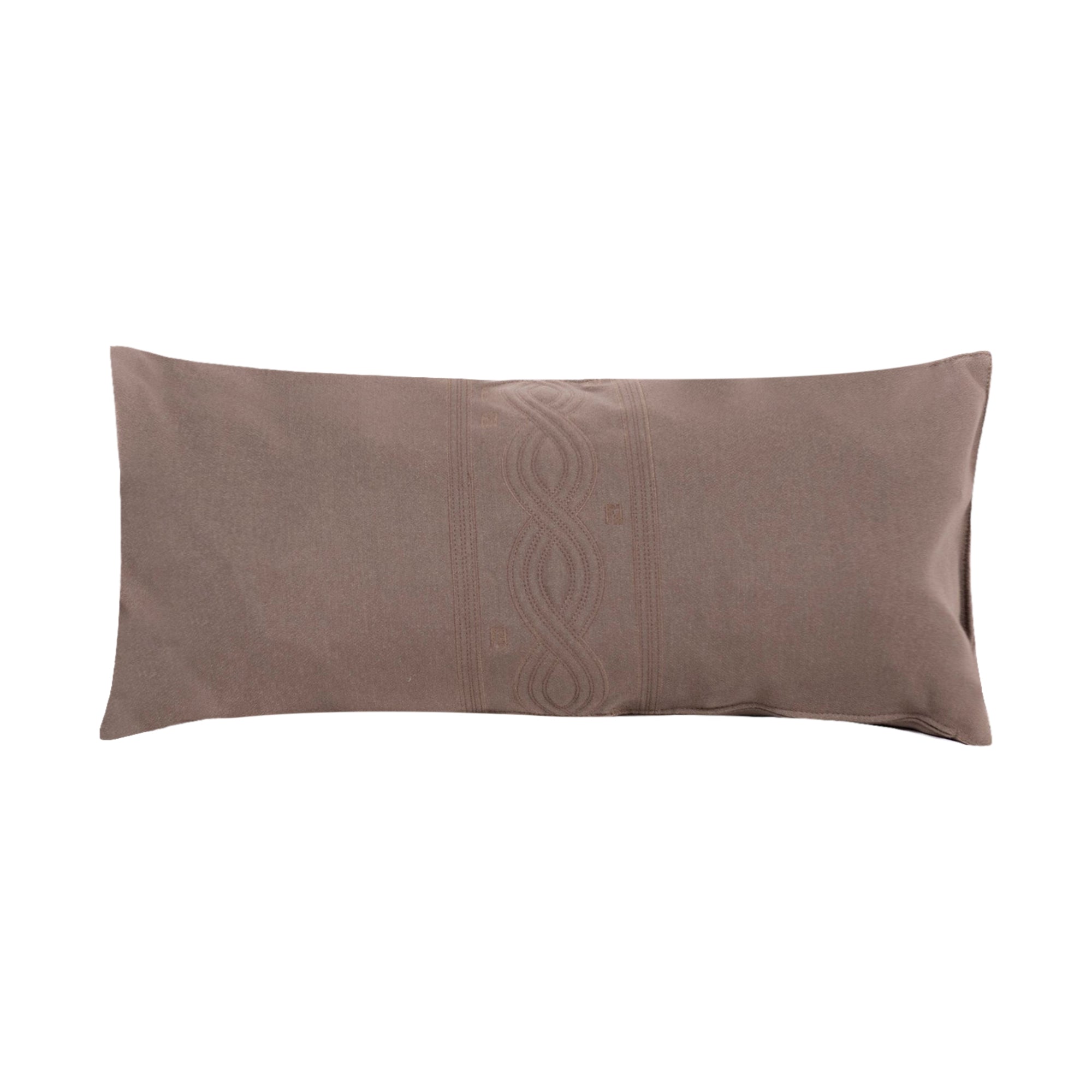 Coussin décoratif en laine à design cousu - Taupe