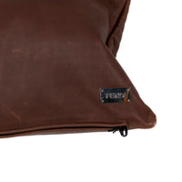 Coussin rectangulaire en cuir à surpiqûres - Marron