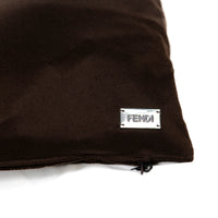 Coussin en laine veloutée à lignes - Marron