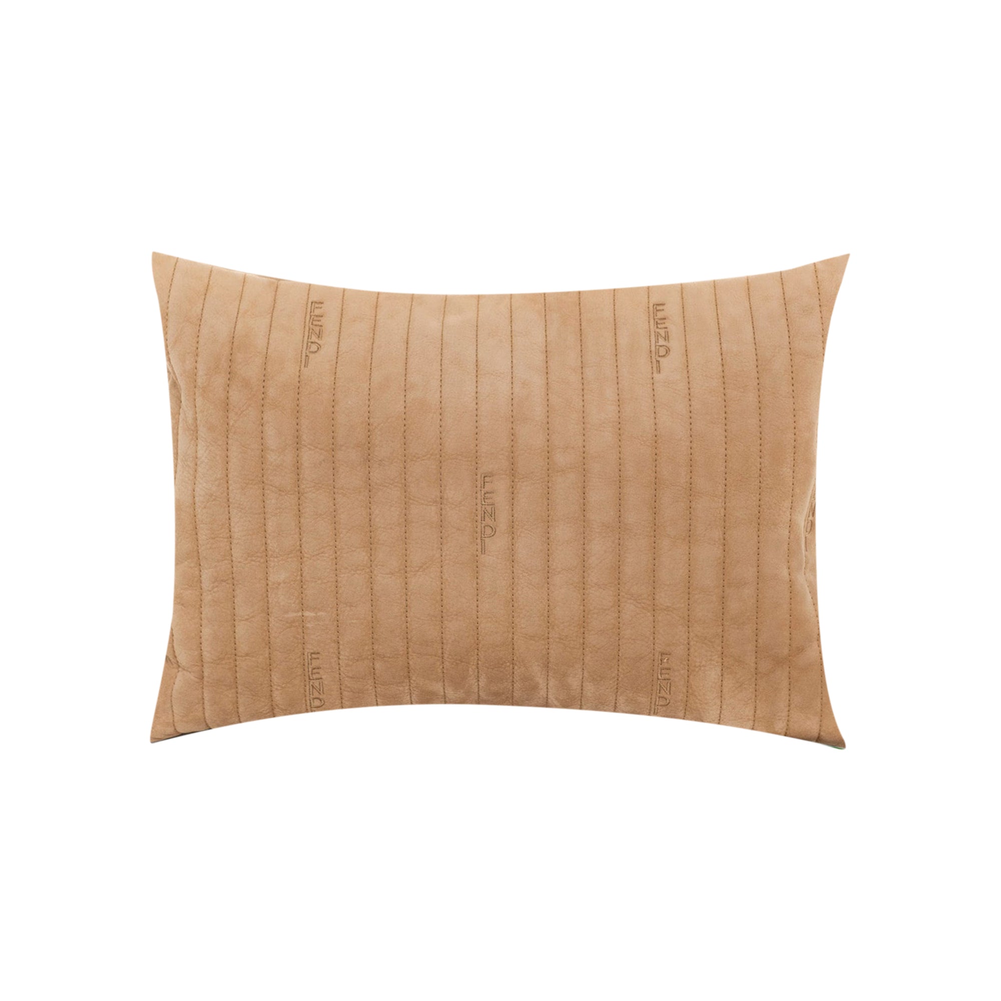 Coussin lombaire en cuir à lignes de couture - Tan