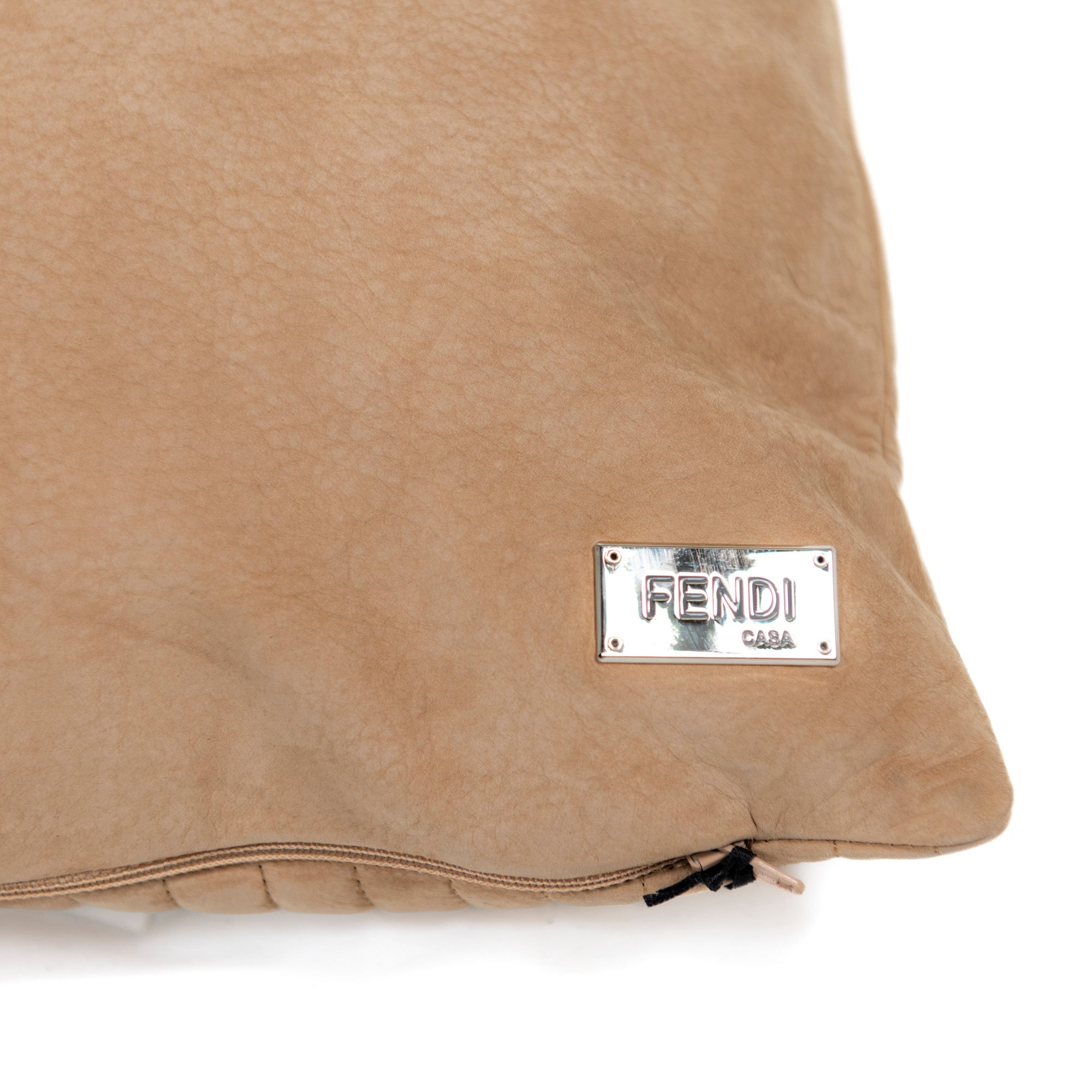 Coussin lombaire en cuir à lignes de couture - Tan