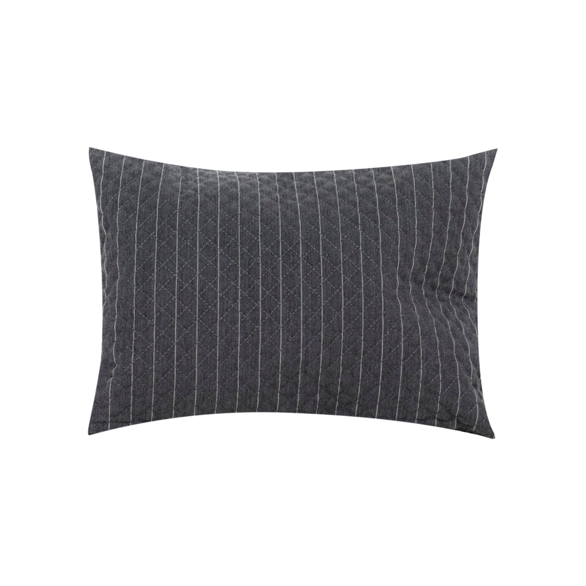Coussin rectangulaire en laine matelassé - Gris Foncé