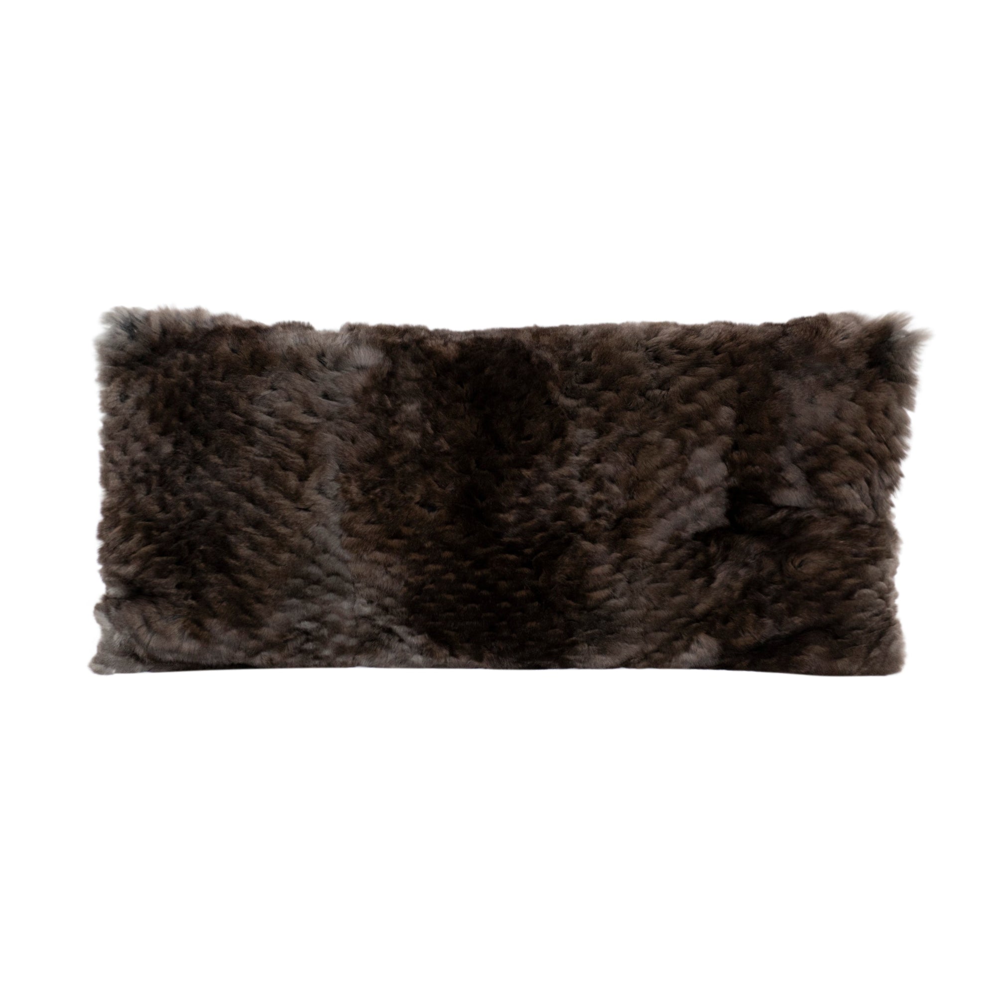 Coussin en fourrure - Marron Foncé & Gris