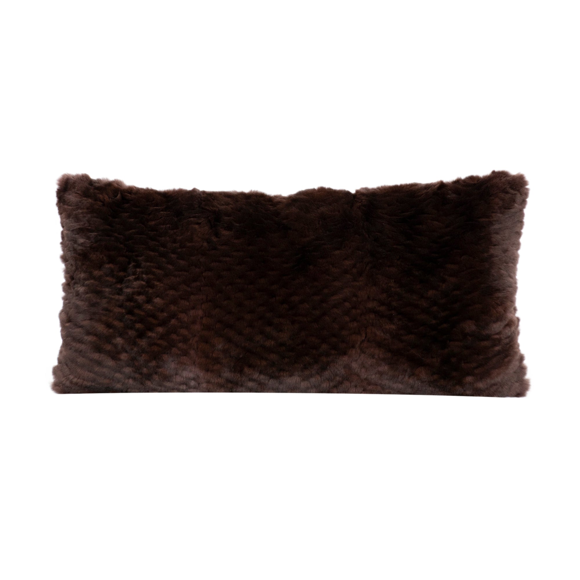 Coussin décoratif texturé en velours - Brun Foncé