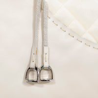 Coussin en cuir et coton à motifs - Beige Clair