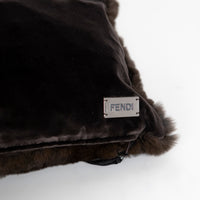 Coussin rectangulaire en shearling - Marron