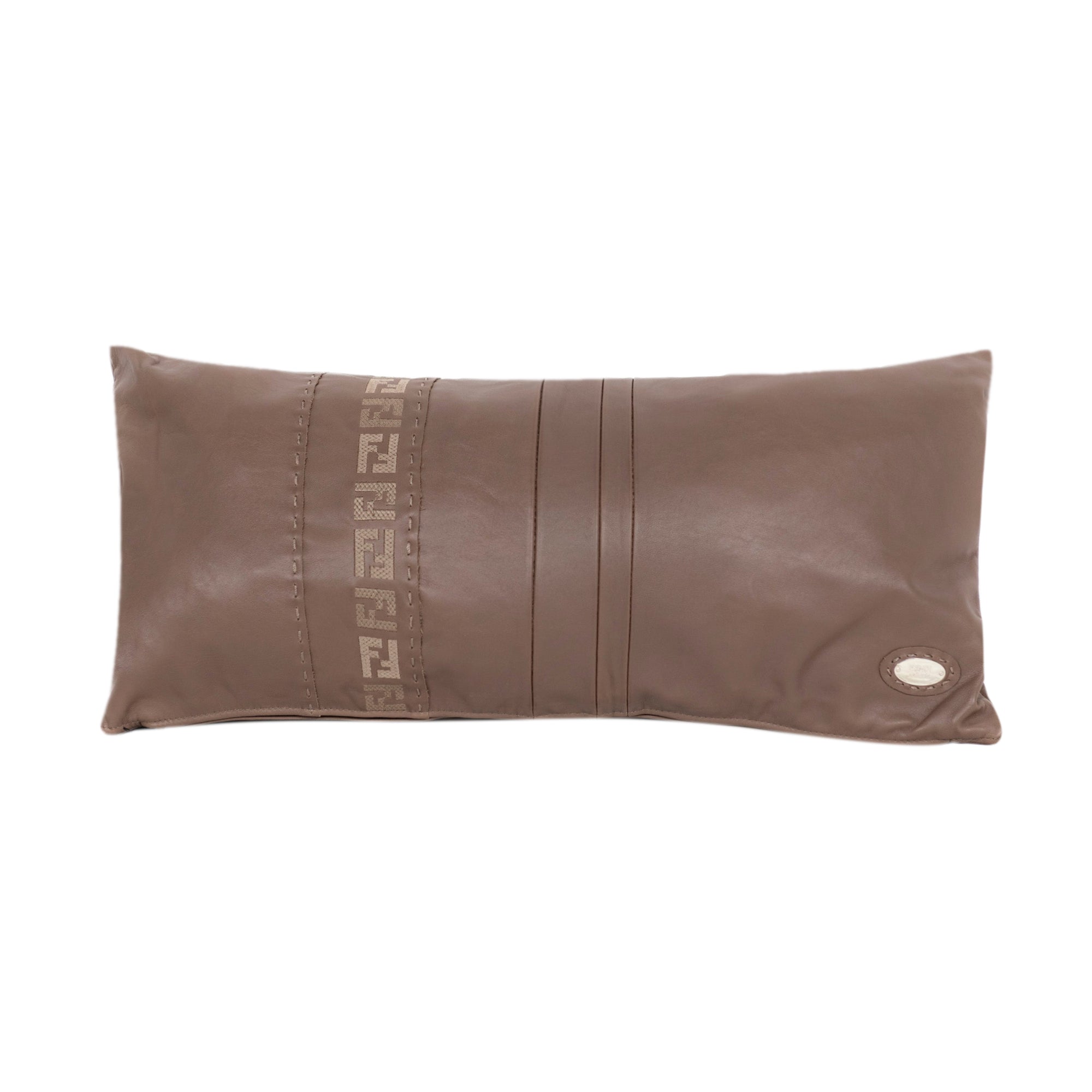 Coussin rectangulaire cuir coutures - Marron
