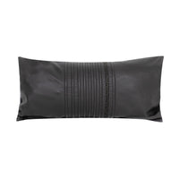 Coussin lombaire en cuir à lignes verticales - Noir