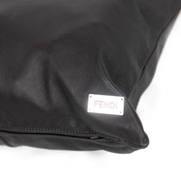 Coussin lombaire en cuir à lignes verticales - Noir