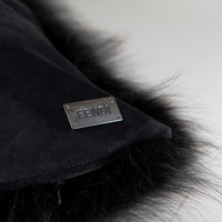 Coussin décoratif en fourrure texturée - Noir & Bleu