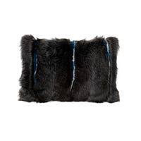 Coussin décoratif en fourrure texturée - Noir & Bleu