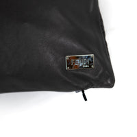 Coussin rectangulaire en cuir matelassé à motifs - Noir