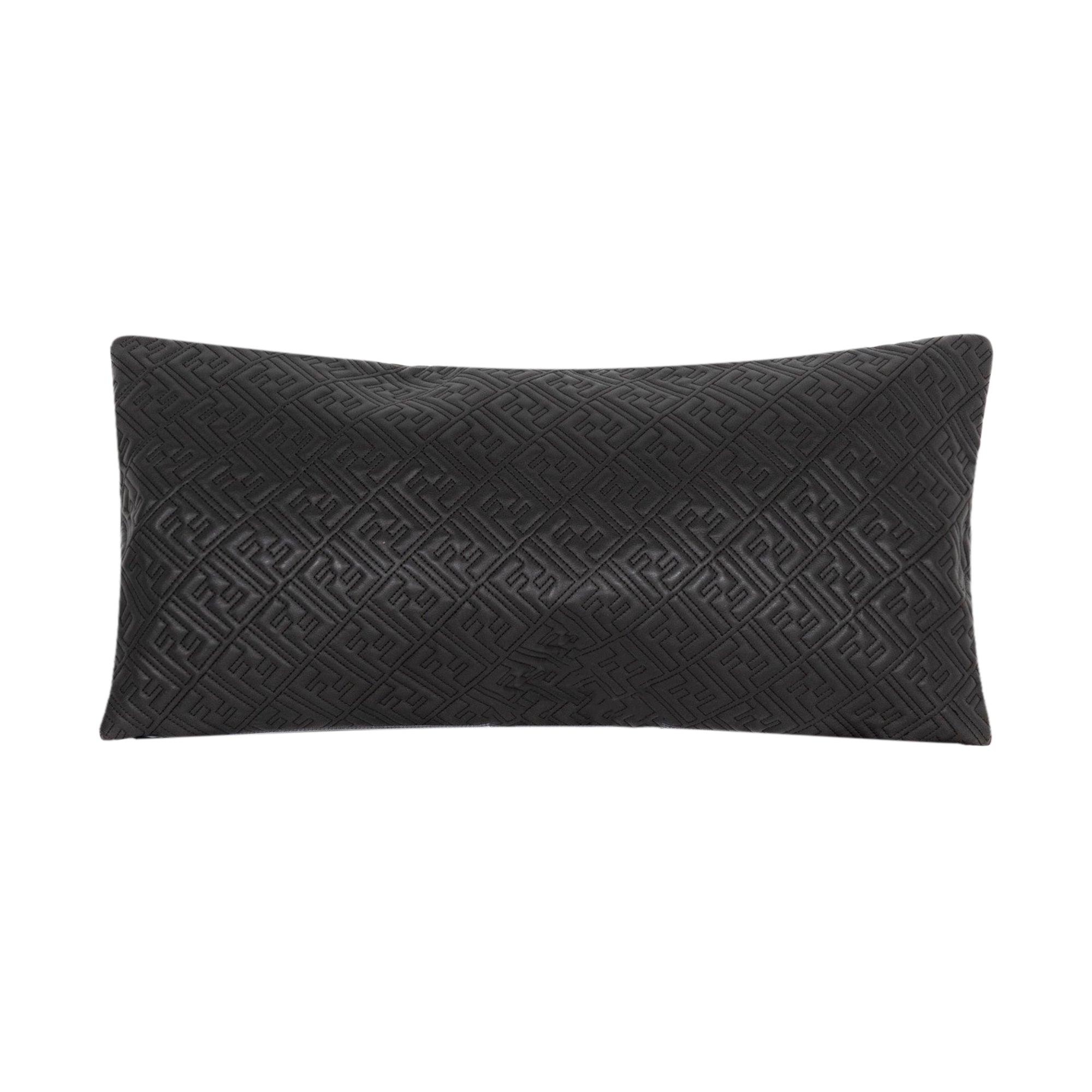 Coussin rectangulaire en cuir matelassé à motifs - Noir