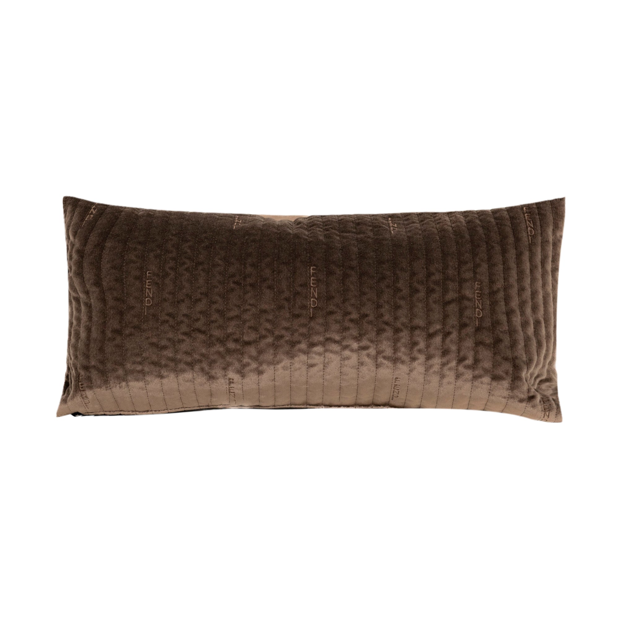 Coussin rectangulaire en velours à rayures - Marron