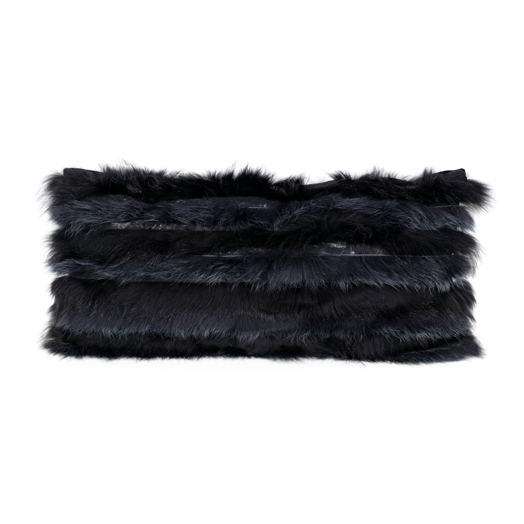 Coussin en fourrure à rangées horizontales - Noir