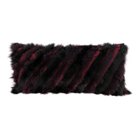 Coussin en fourrure à rayures - Noir & Bourgogne